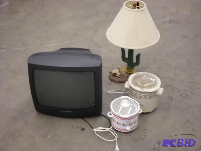 (1) T.V., (1) Table Lamp, (1) Electric Croc-P...