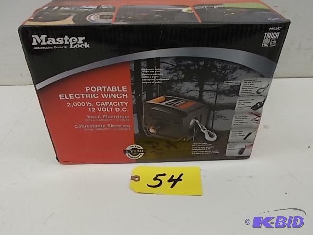 lot 54 image: Master Lock Model 2953T 2000 lb. 12 Volt Port...