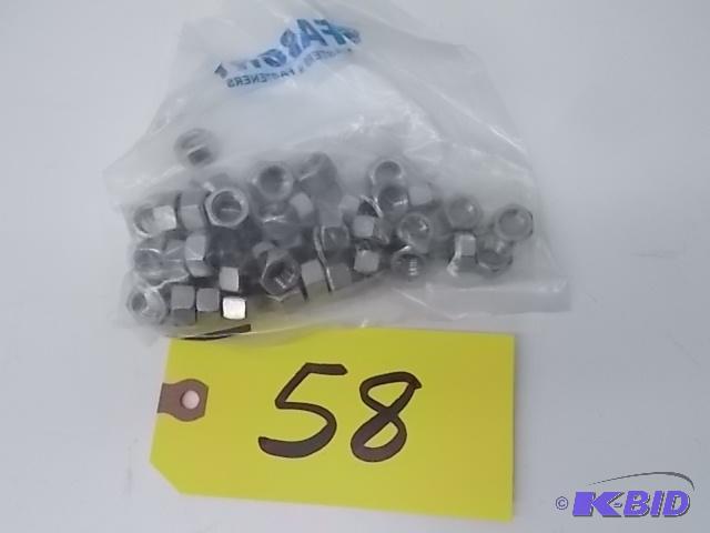 lot 58 image: 50 pk. Stainless Steel SS304 38-16 Hex Nuts...