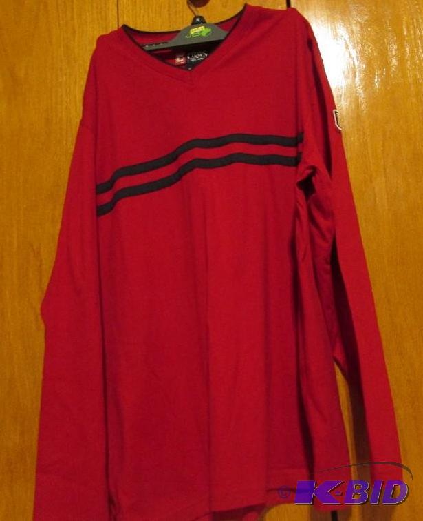 lot 131 image: Chaps est.1978 red sweater with blue stripe s...