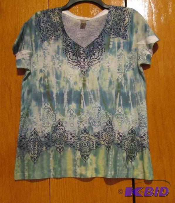 lot 141 image: Christopher and banks blue patterned t-shirt ...