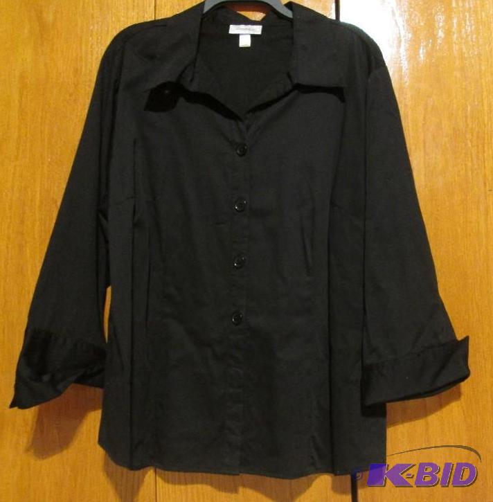lot 142 image: Dress Barn black botton collared shrit size ...