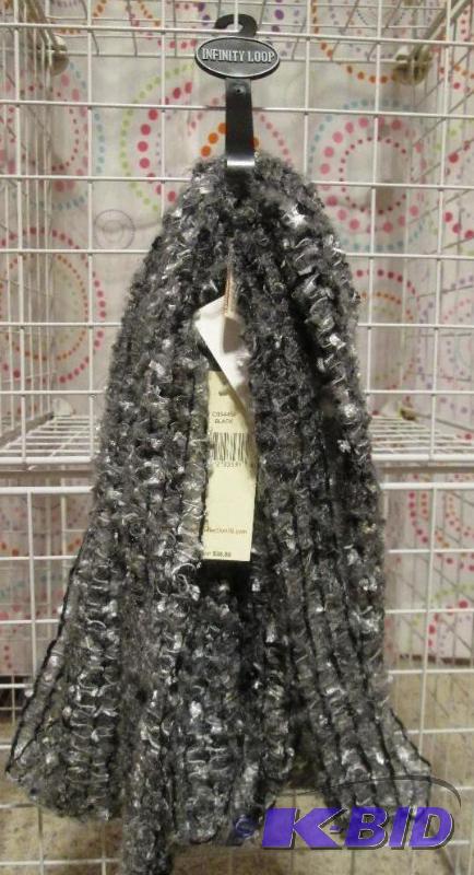 lot 166 image: infinity loop scarf black retail price $38.0...