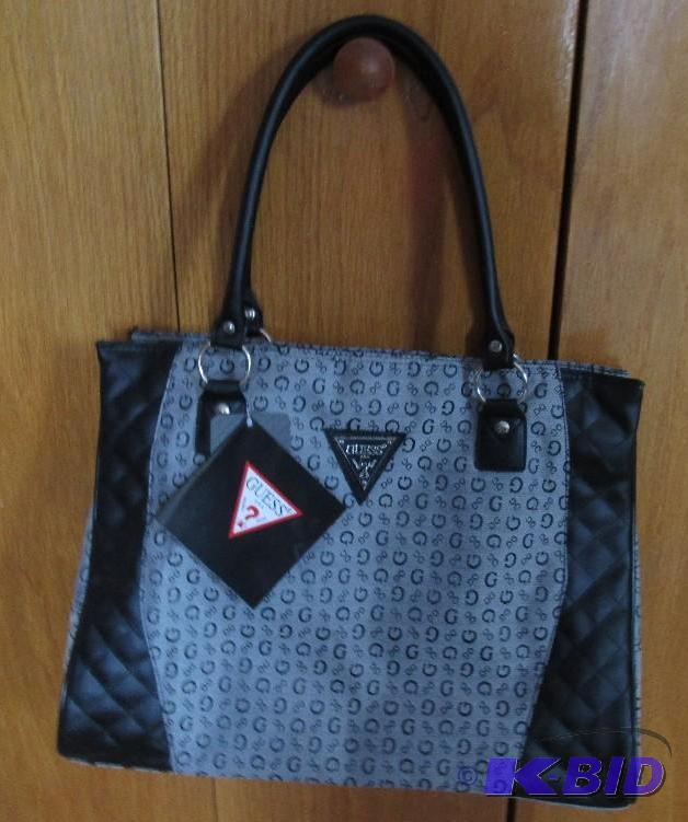 lot 78 image: Guess purse retail price $100.00, gray and bl...
