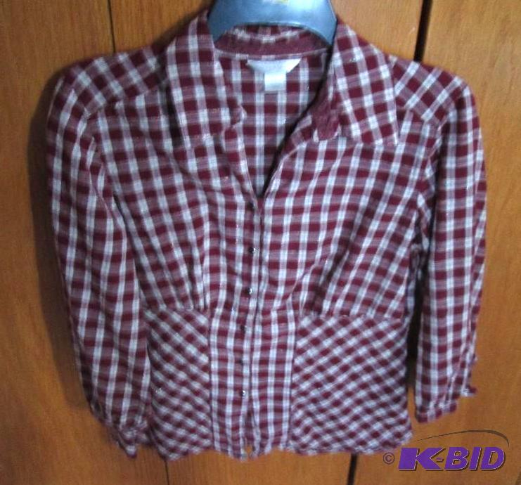 lot 94 image: Chirstopher and banks red and white plaid shi...
