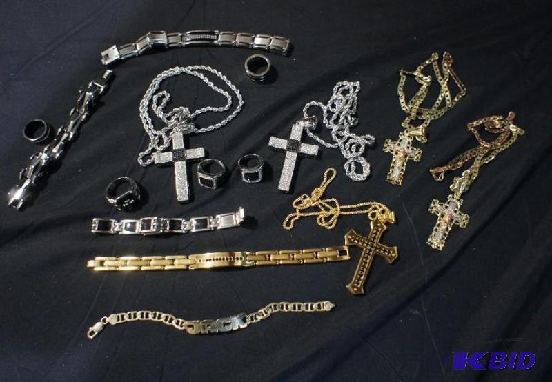 Large Lot of Mens ( Necklaces, Rings, Bracel...