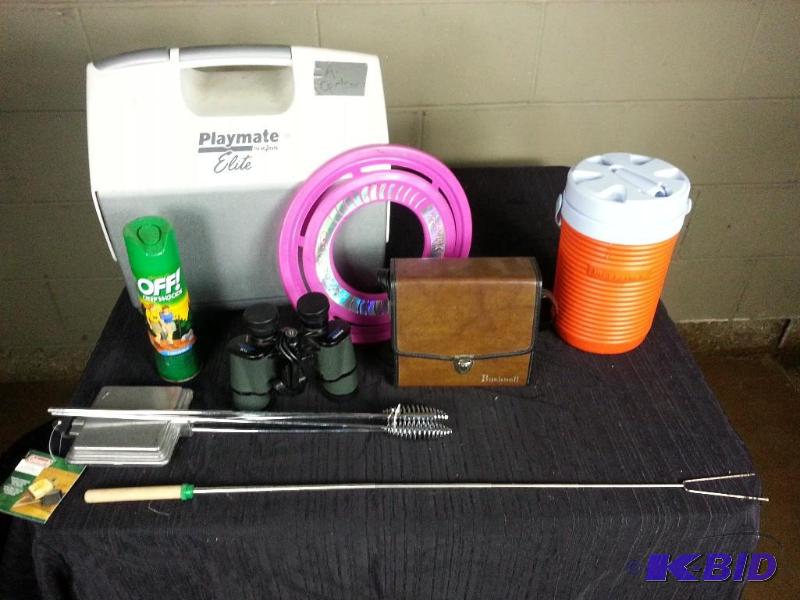 lot 115 image: Lot of Camping Outdoor Gear Binoculars, Coolers, and More