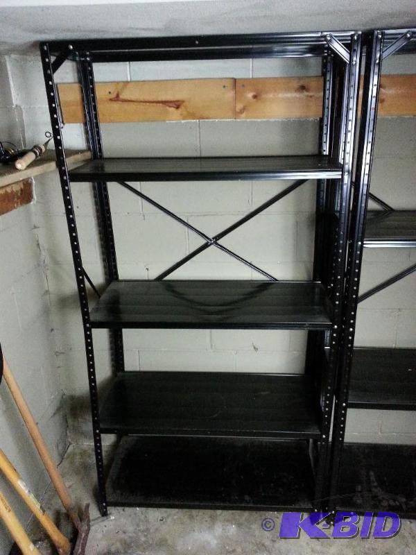 lot 130 image: Metal Black Storage Shelving  Racking