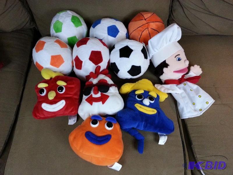 lot 135 image: New, Soft Stuffed Soccer Balls & Prototype Characters  Youtube Viral Video Hand Puppet Chef Pierre