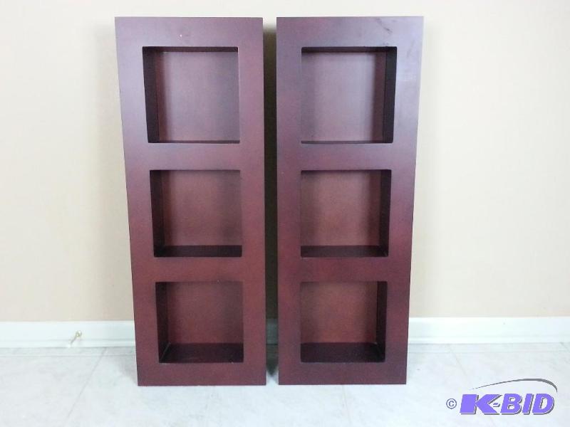 lot 21 image: Lot of (2) Wall Mountable Shadow Box Curio Shelving Units