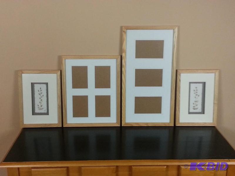lot 39 image: Lot of (4) Natural Wood & Glass Frames w Artwork