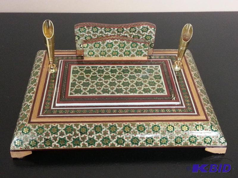 lot 69 image: Bombay Styled Ornate Business Card & Pen Holder