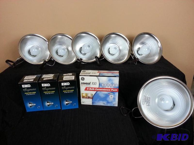 lot 97 image: Lot of (6) Clamp Lights  Bulbs