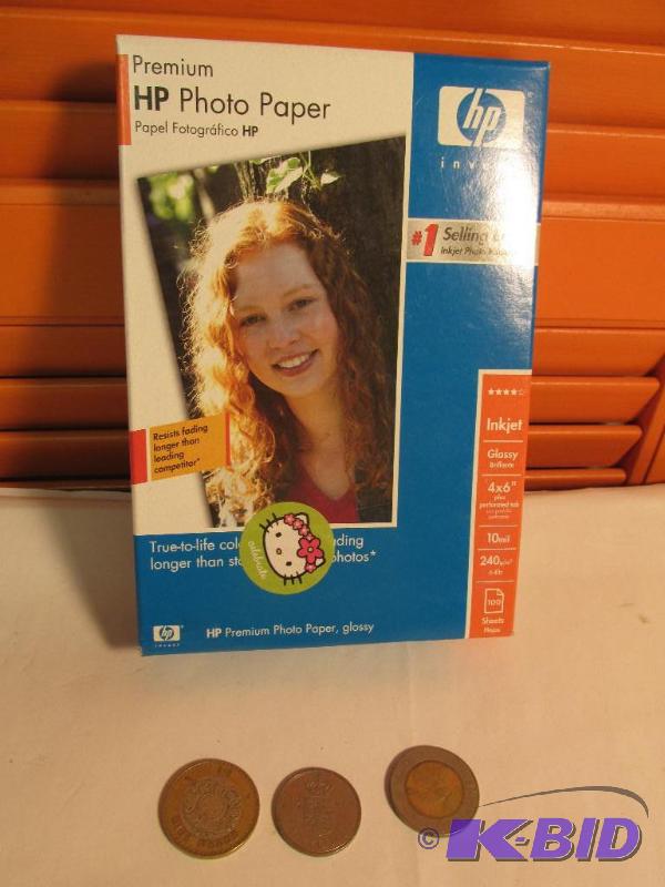 lot 169 image: New in the Box - HP Photo Paper -- and Foreign Coins