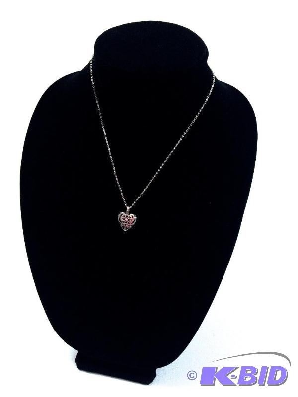lot 11 image: Delicate Sterling Silver Openwork Heart (12) Pendant on 18 chain  total wt. 2.3g