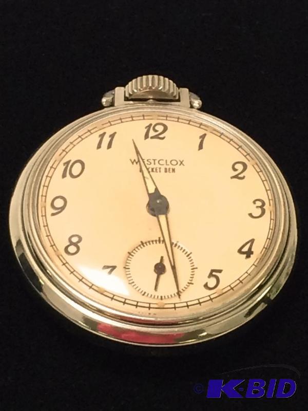 lot 21 image: Vintage Westclox Pocket Ben Pocket Watch wLuminous Hands - Made in USA- Working