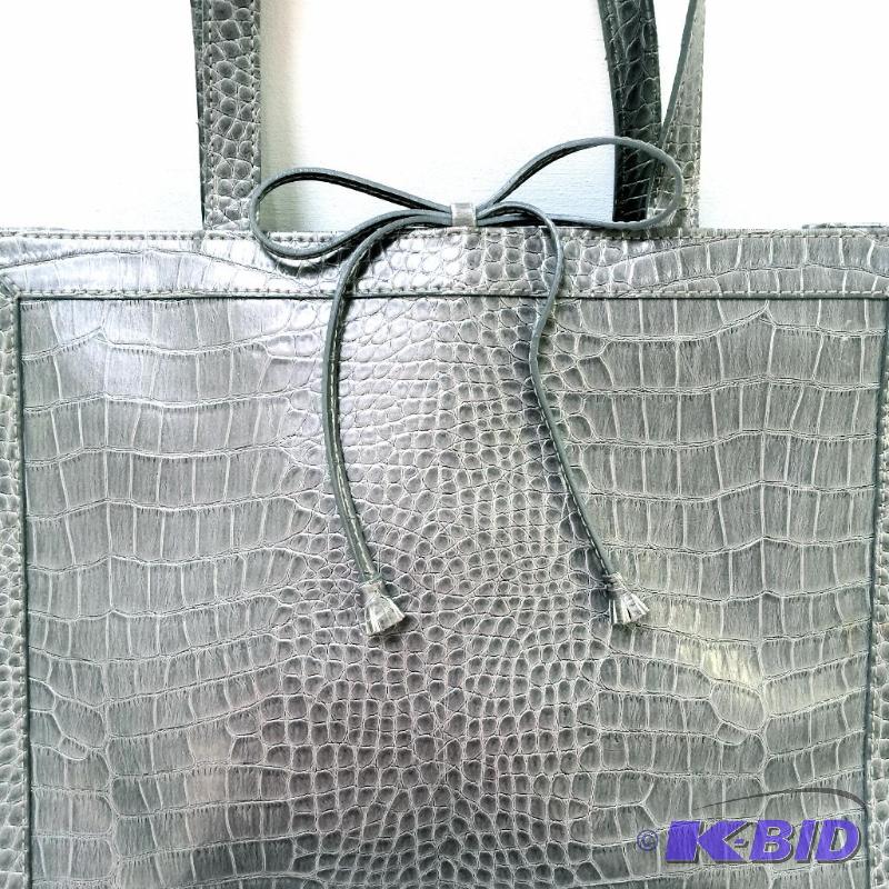 Large Designer Grey Faux Alligator PurseCase Liz Claiborne