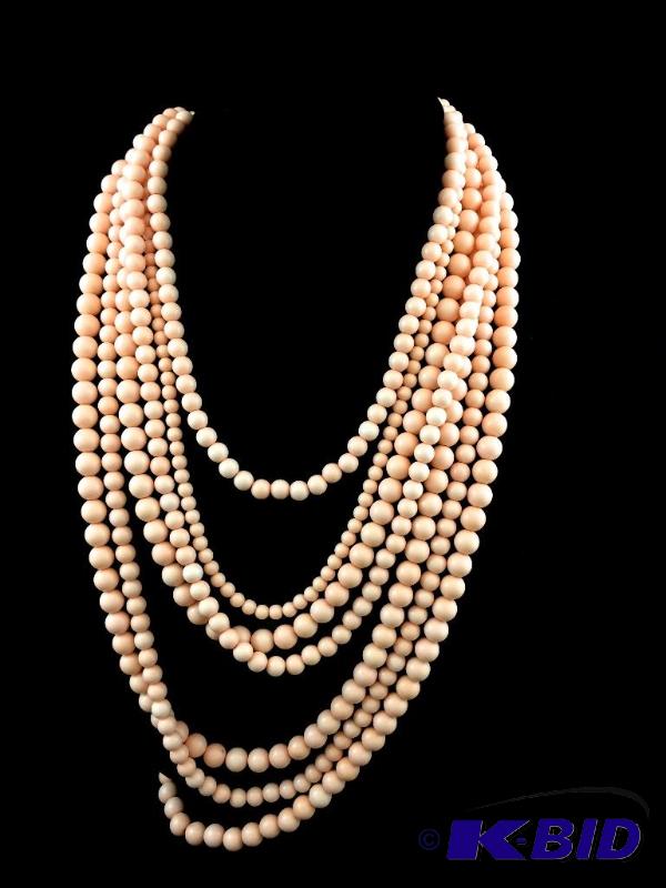 RARE Early 1930s Lucite 6 strand massive bead necklace