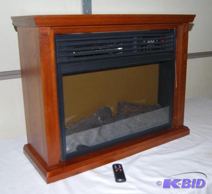 lot 26 image: Rolling Infrared Fireplace With Mantel, adjus...