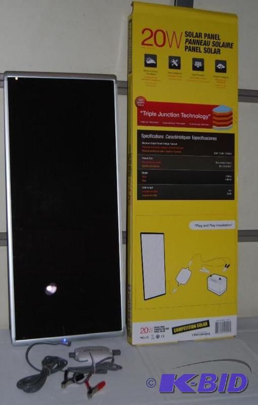 lot 47 image: 20W Solar Panel, weatherproof, blue LED indic...