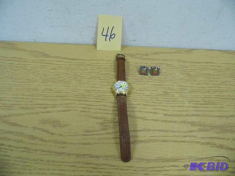 lot 46 image: Watch and Earrings