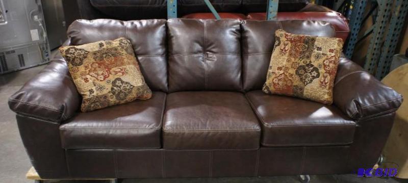 lot 3 image: New Ashley Signature Durablend Leather Sofa -...