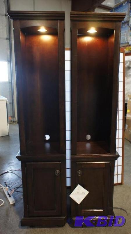 lot 35 image: New Set of 2 Ashley Pier Cabinets with light ...