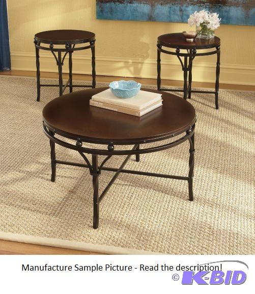 lot 103 image: Three Piece Wrought Iron Table Set - Black - ...