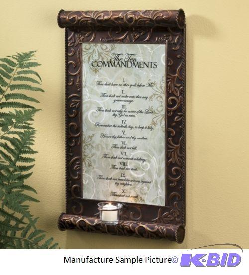 lot 129 image: 10 Commandments Candle Wall Plaque -&nbspGiv...