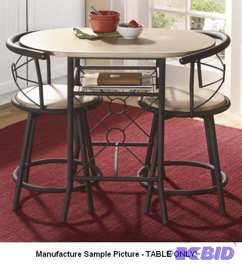 lot 14 image: Black Bistro Table - TABLE ONLY - Pickled oak...