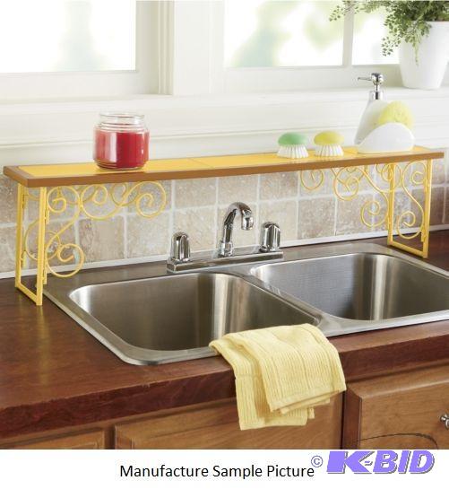 lot 140 image: Colorblock&nbspTile Over-the-Sink Shelf - Ye...
