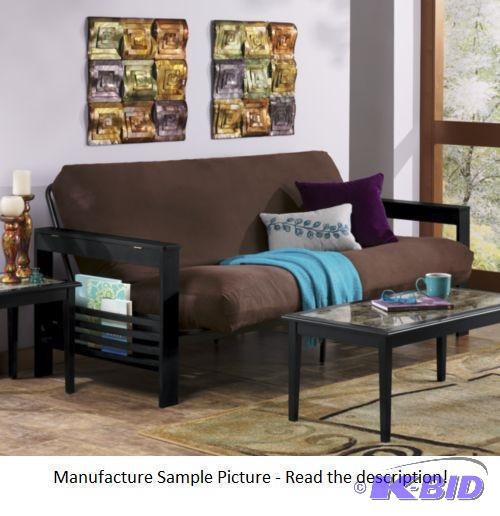 lot 156 image: Storage Arm Futon - Black - The curved, compo...