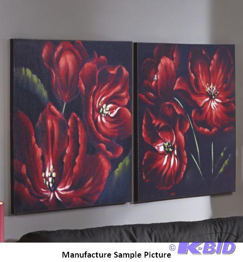 lot 162 image: Set of Two Red Flower Prints - Bold red pops ...