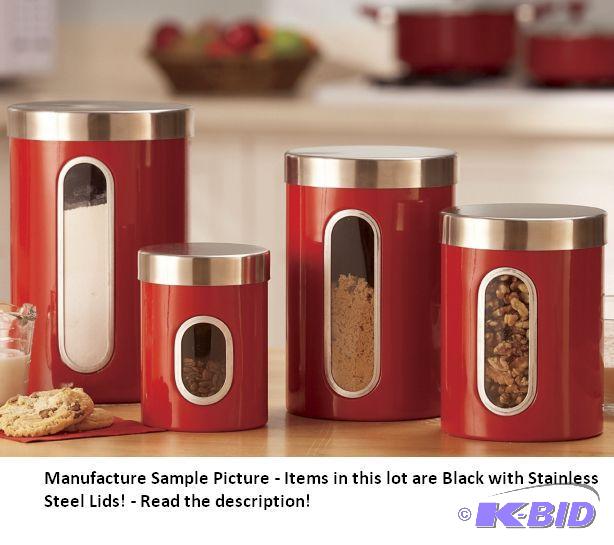 lot 172 image: Four Piece&nbspWindow Canister Set - Black w...