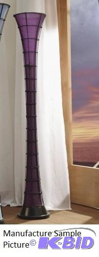 lot 2 image: Tall Purple Floor Lamp - Captured in a woven ...