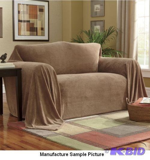 lot 22 image: Furniture Throw - Loveseat - Color is wheat -...