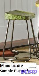 lot 27 image: One Rustic Lime Green Metal Bar Stool - Retai...