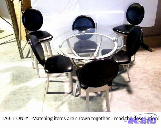 lot 53 image: Panorama Nickel and Beveled Edge Glass Top Di...