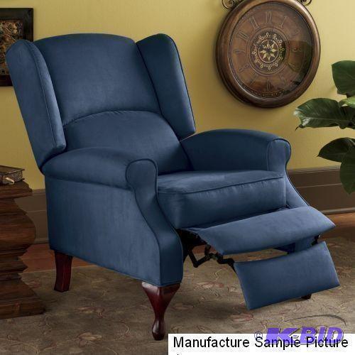 lot 59 image: Blue Exclusive Pushback Recliner - This wingb...