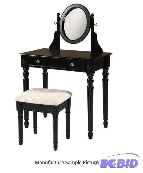 lot 64 image: Black Vanity and Bench - Makes the perfect pl...