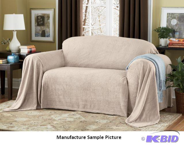 lot 96 image: Furniture Throw - LoveseatSmall Sofa - Natur...