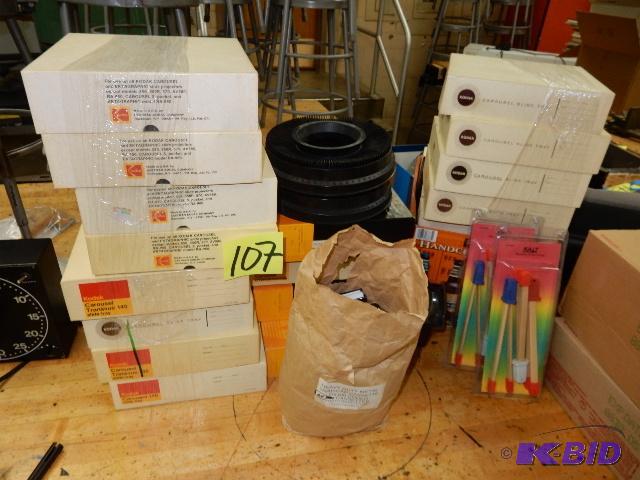 lot 107 image: 24 Kokak Slide Carousels, Print Tongs, Viewer