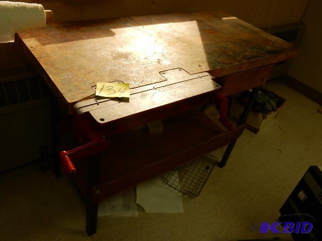 lot 134 image: Bindery Table with Drawerand Book Clamp