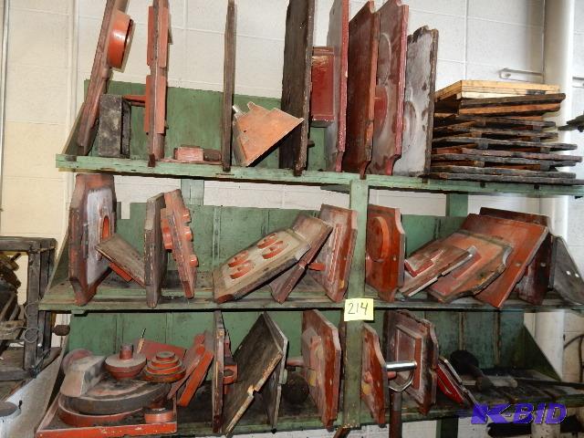lot 214 image: Foundry Equip, Forms, Dies, Racks, Screener, and steel floor.
