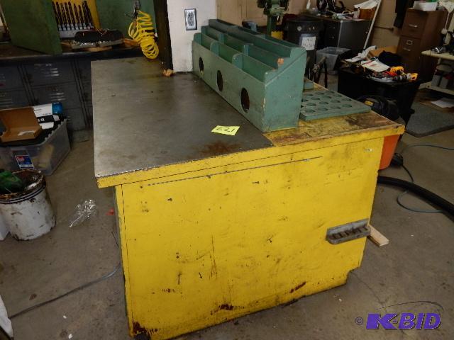 lot 221 image: Work bench table with storage.
