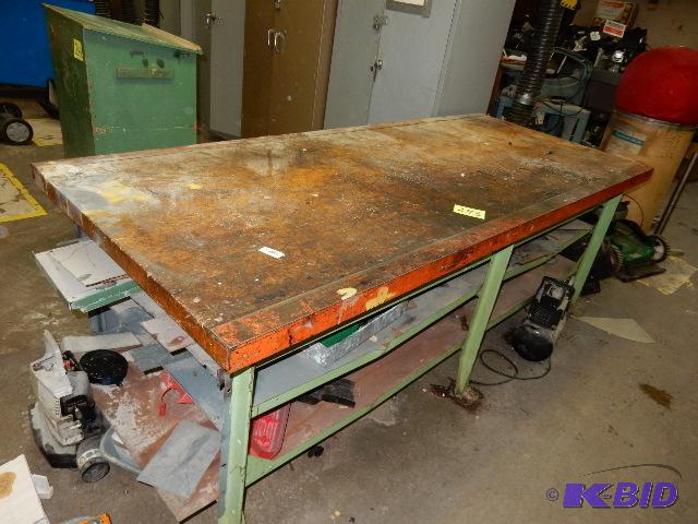 lot 243 image: Work bench table with storage.
