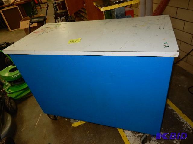 lot 61 image: Steel Rolling Cart with Laminate Top