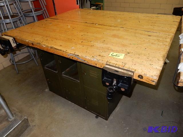 lot 65 image: 4 Station Work bench, Butcher Block