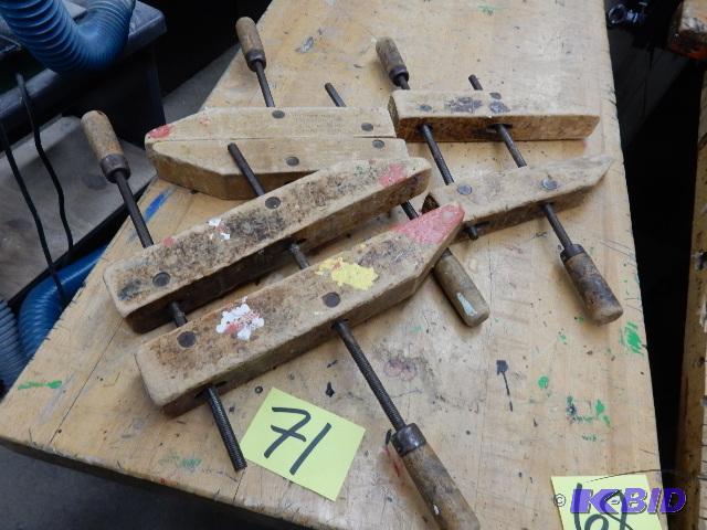 lot 71 image: 3 old fashion Wood Clamps