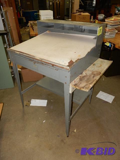 lot 75 image: Metal high Desk with upper cabinet